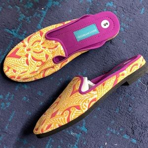 Clare Orange canvas slippers - Needham Lane Ltd.